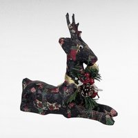 Vintage Paper Mache Reindeer Pair Holiday Figurines Christmas Mantel Decor Gift for Collector