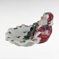 Vintage Fitz and Floyd Santa Candy Dish, Porcelain Christmas Serving Bowl, Holiday Decor