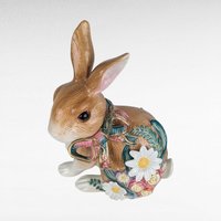 Vintage Fitz and Floyd Bunny, Woodland Spring Rabbit, Porcelain Figurine, Floral Easter Decor, Collectible Rabbit, Springtime Gift