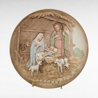 Vintage Homco Nativity Set, Ceramic Christmas Plate and Bell, Religious Holiday Decor, Gift for Christian