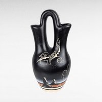 Vintage Southwestern Wedding Vase, Hand-Painted Native American Pottery, Unique Vase, Ceremonial Decor, Signed Pottery, Collectible Vase