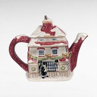 1997 Fitz and Floyd Dickens Ceramic Teapot, Christmas Carol House with Tiny Tim, Holiday Tea Service, Decorative Collectible Teapot