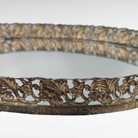 Vintage Oval Filigree Vanity Mirror Tray, Decorative Dresser Tray, Perfume Display, Gift for Her