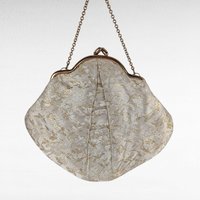 Elegant Vintage Floral Handbag - Cream and Gold Fabric Clutch