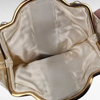Elegant Vintage Floral Handbag - Cream and Gold Fabric Clutch