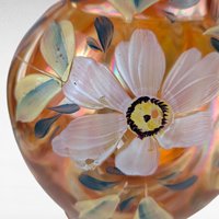 Vintage Fenton Draped Marigold Pitcher, Carnival Glass Style, Hand-Painted Floral Pitcher, 9.5" Height, Gift for Collectors