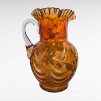 Vintage Fenton Draped Marigold Pitcher, Carnival Glass Style, Hand-Painted Floral Pitcher, 9.5" Height, Gift for Collectors