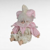 Vintage Porcelain Jester Doll, Pink White Clown Baby, Collectible Figurine, Nursery Decor, Unique Gift