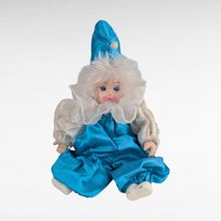 Vintage Porcelain Jester Doll, Blue White Clown Figurine, Collectible Display Doll, Unique Decor, Whimsical Gift