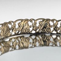 Vintage Gold Filigree Oval Mirror, Vanity Tray, Dresser Organizer, Perfume Display