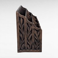 Vintage Lerner Carved Style Plastic Desk Organizer, Faux Wood Letter Holder, Office Storage
