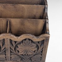 Vintage Lerner Carved Style Plastic Desk Organizer, Faux Wood Letter Holder, Office Storage