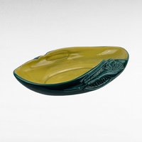 Red Wing Pottery Console Bowl, Bird of Paradise B2014, Green and Yellow Serving Dish