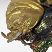 Vintage Gold Purple Jester Doll, Small Harlequin Figurine, Elegant Clown Decor