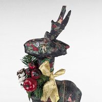 Vintage Paper Mache Reindeer Pair Holiday Figurines Christmas Mantel Decor Gift for Collector
