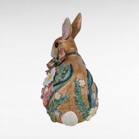 Vintage Fitz and Floyd Bunny, Woodland Spring Rabbit, Porcelain Figurine, Floral Easter Decor, Collectible Rabbit, Springtime Gift