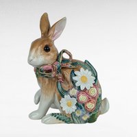 Vintage Fitz and Floyd Bunny, Woodland Spring Rabbit, Porcelain Figurine, Floral Easter Decor, Collectible Rabbit, Springtime Gift
