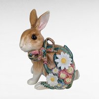 Vintage Fitz and Floyd Bunny, Woodland Spring Rabbit, Porcelain Figurine, Floral Easter Decor, Collectible Rabbit, Springtime Gift