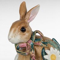 Vintage Fitz and Floyd Bunny, Woodland Spring Rabbit, Porcelain Figurine, Floral Easter Decor, Collectible Rabbit, Springtime Gift