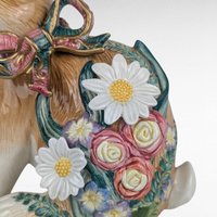 Vintage Fitz and Floyd Bunny, Woodland Spring Rabbit, Porcelain Figurine, Floral Easter Decor, Collectible Rabbit, Springtime Gift
