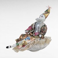 Vintage Porcelain Musical Harlequin Clown Doll, 10 Inch Seated Jester Figurine with Wind-Up Music Box, Collectible Circus Themed Decor Gift