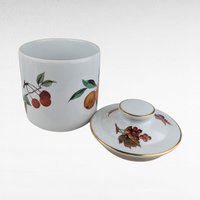 Vintage 1961 Royal Worcester Evesham Gold Canister with Lid, 6 Inch Porcelain Storage Jar, English China Kitchen Decor
