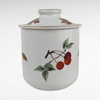 Vintage 1961 Royal Worcester Evesham Gold Canister with Lid, 6 Inch Porcelain Storage Jar, English China Kitchen Decor