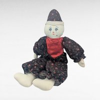 Vintage Handmade Cloth Clown Doll, 20 Inch Soft Fabric Jester Figurine, Collectible One of a Kind Folk Art Toy