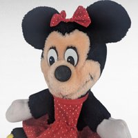 Vintage Minnie Mouse Plush with Red Polka Dot Dress, 7 Inch Classic Disney Stuffed Animal Toy, Collectible Cartoon Character