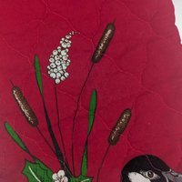 Handmade Quilted Christmas Stocking, 14.5", Red Waterfowl, Goose Design, Vintage Holiday Mantle Decor, Outdoorsman Gift