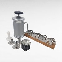 Vintage Mirro Aluminum Cookie Press & Pastry Maker, Complete Set with Bonus Cups, Baking Tool