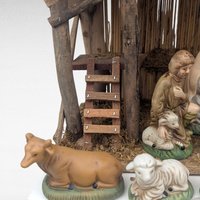 Vintage Sears Nativity Set, 3297890, Wooden Manger, Christmas Holiday Display, Collectible Christian Decor