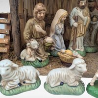 Vintage Sears Nativity Set, 3297890, Wooden Manger, Christmas Holiday Display, Collectible Christian Decor