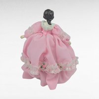 Vintage Bradley Musical Doll Plays Laura's Theme, Pink Lace Gown Lady Figurine, Collectible 6.5 Inch Plastic Head Dresser Doll
