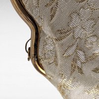 Elegant Vintage Floral Handbag - Cream and Gold Fabric Clutch