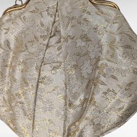Elegant Vintage Floral Handbag - Cream and Gold Fabric Clutch