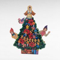 Vintage Wooden Christmas Tree Musical Box Plays White Christmas, Angel Topper, Holiday Decor, Traditional Christmas Decoration