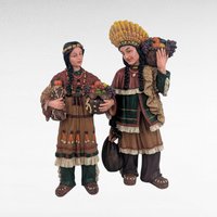 Vintage Resin Harvest Figures, Native American Style Thanksgiving Decorations, Autumn Mantel Decor