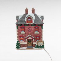 1992 Geo Lefton Doctor's Office Light Up Village House, Vintage Christmas Village Building, Collectible Holiday Decor, Lighted Ceramic House