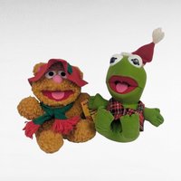 Vintage Muppets Fozzie Bear & Kermit the Frog Plush Toy Set, McDonalds Fozzie, Holiday Muppets, Collectible Jim Henson Characters