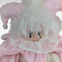 Vintage Porcelain Jester Doll, Pink White Clown Baby, Collectible Figurine, Nursery Decor, Unique Gift