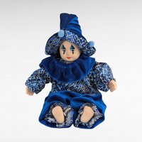 Vintage Blue Harlequin Doll, Porcelain Clown Baby, Collectible Figurine, Unique Decor, Whimsical Display