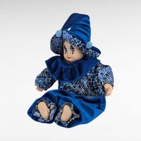 Vintage Blue Harlequin Doll, Porcelain Clown Baby, Collectible Figurine, Unique Decor, Whimsical Display