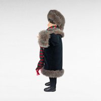 1996 Telco Animated Caroler Boy Figure with Lantern, 25 Inch Light Up Moving Christmas Holiday Display, Winter Fur Trim Coat Decor