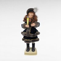 1995 Telco Animated Caroler Girl Figure 25 Inch, Light Up Motion Victorian Christmas Doll, Faux Fur Trim Dress Holiday Display