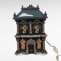 Dept 56 Blenham Street Bank, 1995 Dickens Village Christmas, Light Up House Building, D56, Collectible with Light Cord & Box