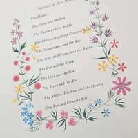 1957 La Fontaine Fables, Illustrated Hardcover Book, Vintage Children's Stories, Gift for Book Lovers