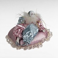 Small Vintage Harlequin Doll, Heart Pillow, Collectible Pierrot, Decor