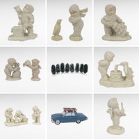 Vintage Dept 56 Miniatures: Snowbabies Pewter Figurines & Village Accessories - YOU CHOOSE - Collectible Christmas Decor With Box