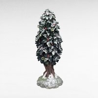 Vintage Dept 56 Village Holly Tree Figurine 7 Inch With Box, D56 Christmas Landscape Accessory, Winter Diorama Decor Gift